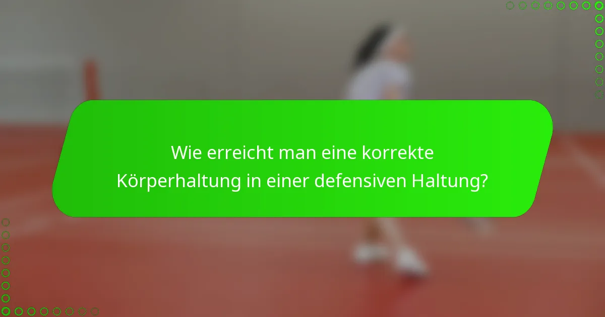 Wie erreicht man eine korrekte Körperhaltung in einer defensiven Haltung?