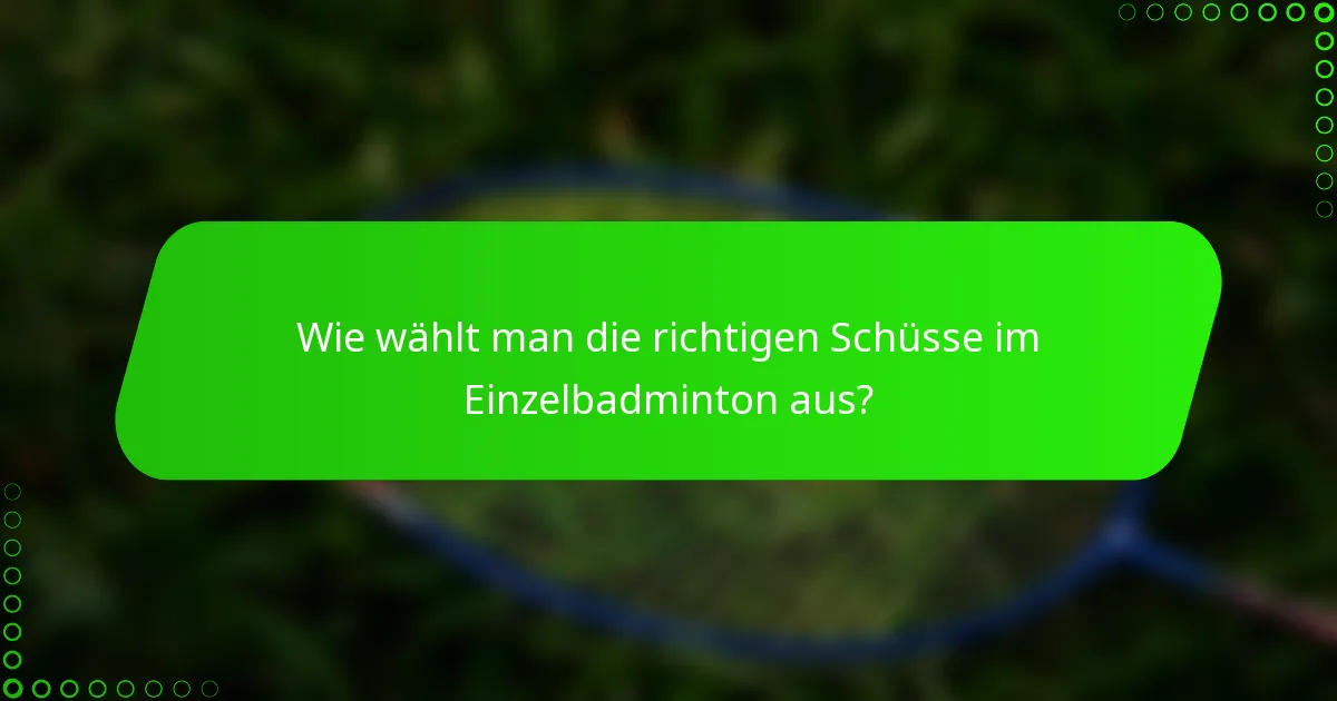 Wie wählt man die richtigen Schüsse im Einzelbadminton aus?